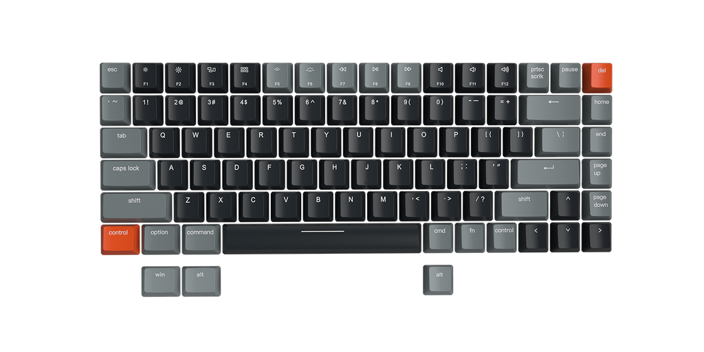 Vissles V1 comes with three more key caps for Mac and Windows users